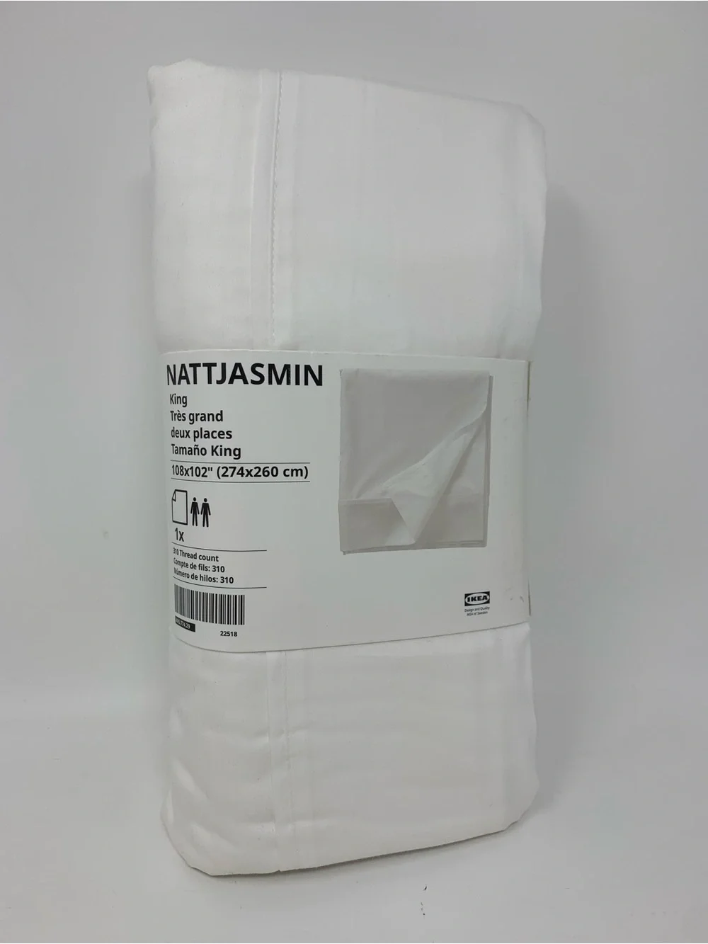 IKEA NATTJASMIN White Flat Bedding Sheet Cotton/lyocell King Size New